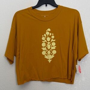 FP Movement by Free People Mustard Yellow Graphic Crop Tee